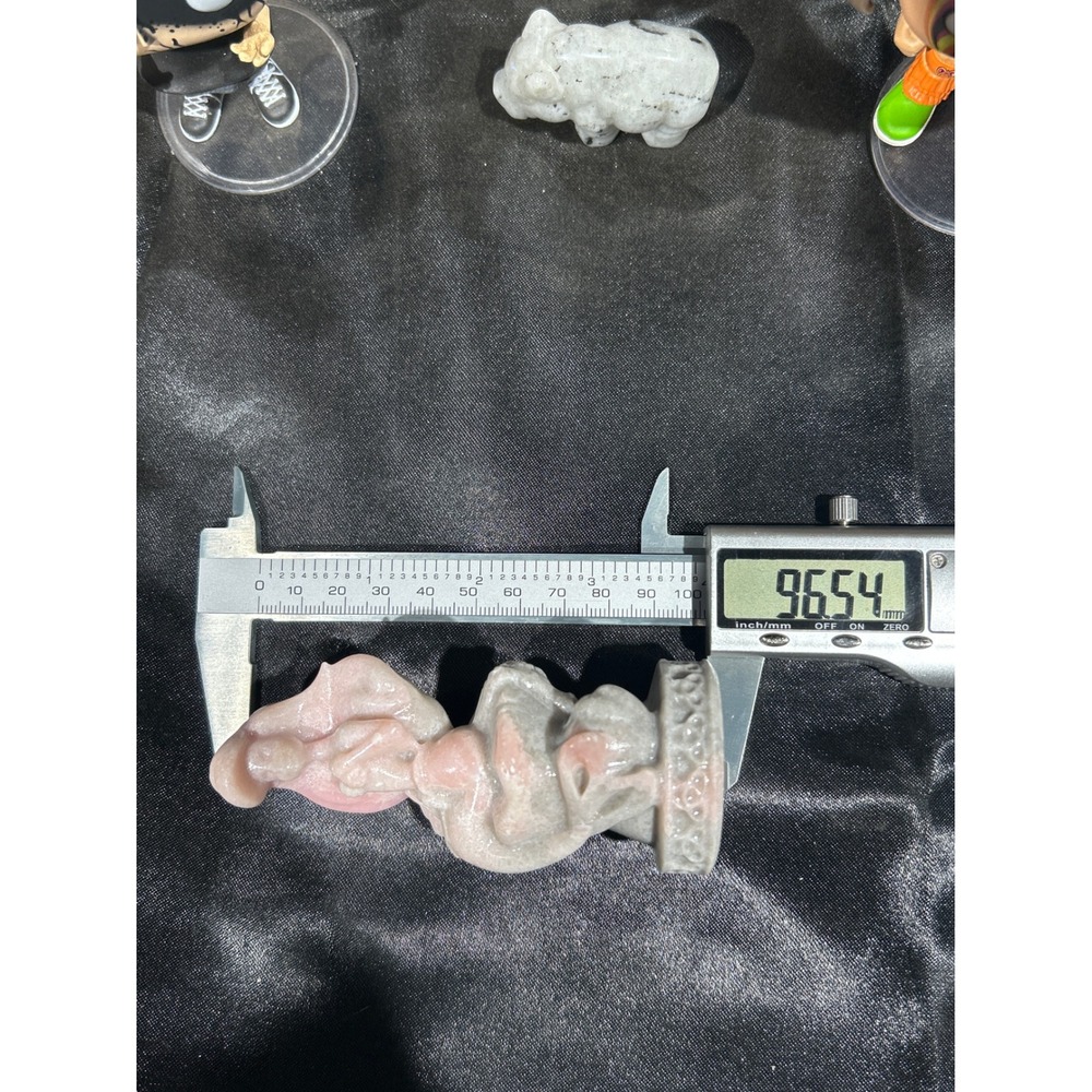 Hand Carved Pink Grey Stone Ariel Figurine Mythical Sea Creature Statue 3.8" - Picture 5 of 5